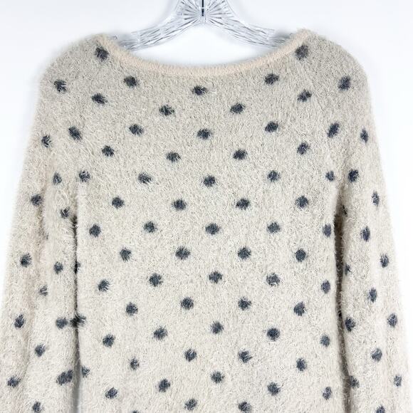 Moth Anthropologie Dotted Woolly Sweater Fuzzy Eyelash Pullover Tan Womens Sz S - Picture 9 of 11